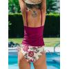 CUPSHE Women’s Tankini Sets Two Piece Swimsuit Scoop Neck Ruched Adjustable Straps Drawstring Mid Rise(Deep Magenta/Floral)