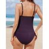 CUPSHE Women’s Tankini Sets Two Piece Swimsuit Scoop Neck Ruched Adjustable Straps Drawstring Mid Rise(Deep Purple)
