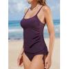 CUPSHE Women’s Tankini Sets Two Piece Swimsuit Scoop Neck Ruched Adjustable Straps Drawstring Mid Rise(Deep Purple)