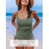 CUPSHE Women’s Tankini Sets Two Piece Swimsuit Scoop Neck Ruched Adjustable Straps Drawstring Mid Rise(Smoke Green/Floral)