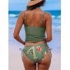 CUPSHE Women’s Tankini Sets Two Piece Swimsuit Scoop Neck Ruched Adjustable Straps Drawstring Mid Rise(Smoke Green/Floral)