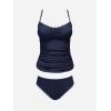 CUPSHE Women’s Tankini Sets Two Piece Swimsuit Scoop Neck Tummy Control Adjustable Straps Shell Stitched(Dark Blue)