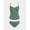 CUPSHE Women’s Tankini Sets Two Piece Swimsuit Scoop Neck Tummy Control Adjustable Straps Shell Stitched(Eucalyptus Green)