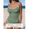 CUPSHE Women’s Tankini Sets Two Piece Swimsuit Scoop Neck Tummy Control Adjustable Straps Shell Stitched(Eucalyptus Green)