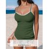 CUPSHE Women’s Tankini Sets Two Piece Swimsuit Scoop Neck Tummy Control Adjustable Straps Shell Stitched(Forest Green)