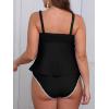 CUPSHE Women’s Tankini Sets Two Piece Swimsuit Scoop Neck Tummy Control Adjustable Straps Shell Stitched(P-black)