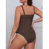 CUPSHE Women’s Tankini Sets Two Piece Swimsuit Scoop Neck Tummy Control Adjustable Straps Shell Stitched(P-brown)