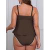 CUPSHE Women’s Tankini Sets Two Piece Swimsuit Scoop Neck Tummy Control Adjustable Straps Shell Stitched(P-brown)