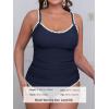 CUPSHE Women’s Tankini Sets Two Piece Swimsuit Scoop Neck Tummy Control Adjustable Straps Shell Stitched(P-dark Blue)