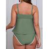 CUPSHE Women’s Tankini Sets Two Piece Swimsuit Scoop Neck Tummy Control Adjustable Straps Shell Stitched(P-eucalyptus Green)