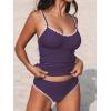 CUPSHE Women’s Tankini Sets Two Piece Swimsuit Scoop Neck Tummy Control Adjustable Straps Shell Stitched(Plum Purple)