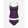 CUPSHE Women’s Tankini Sets Two Piece Swimsuit Scoop Neck Tummy Control Adjustable Straps Shell Stitched(Plum Purple)