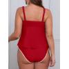 CUPSHE Women’s Tankini Sets Two Piece Swimsuit Scoop Neck Tummy Control Adjustable Straps Shell Stitched(P-red)