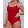 CUPSHE Women’s Tankini Sets Two Piece Swimsuit Scoop Neck Tummy Control Adjustable Straps Shell Stitched(P-red)