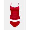 CUPSHE Women’s Tankini Sets Two Piece Swimsuit Scoop Neck Tummy Control Adjustable Straps Shell Stitched(P-red)