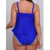 CUPSHE Women’s Tankini Sets Two Piece Swimsuit Scoop Neck Tummy Control Adjustable Straps Shell Stitched(P-royal Blue)