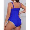 CUPSHE Women’s Tankini Sets Two Piece Swimsuit Scoop Neck Tummy Control Adjustable Straps Shell Stitched(P-royal Blue)