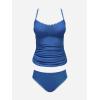 CUPSHE Women’s Tankini Sets Two Piece Swimsuit Scoop Neck Tummy Control Adjustable Straps Shell Stitched(P-slate Blue)