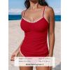 CUPSHE Women’s Tankini Sets Two Piece Swimsuit Scoop Neck Tummy Control Adjustable Straps Shell Stitched(Red)