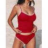 CUPSHE Women’s Tankini Sets Two Piece Swimsuit Scoop Neck Tummy Control Adjustable Straps Shell Stitched(Red)