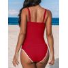 CUPSHE Women’s Tankini Sets Two Piece Swimsuit Scoop Neck Tummy Control Adjustable Straps Shell Stitched(Red)