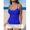 CUPSHE Women’s Tankini Sets Two Piece Swimsuit Scoop Neck Tummy Control Adjustable Straps Shell Stitched(Royal Blue)