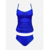 CUPSHE Women’s Tankini Sets Two Piece Swimsuit Scoop Neck Tummy Control Adjustable Straps Shell Stitched(Royal Blue)
