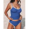 CUPSHE Women’s Tankini Sets Two Piece Swimsuit Scoop Neck Tummy Control Adjustable Straps Shell Stitched(Slate Blue)