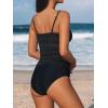 CUPSHE Women’s Tankini Sets Two Piece Swimsuit Square Neck Mesh Bathing Suit Adjustable Spaghetti Straps Drawstring(Black)