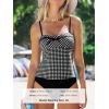 CUPSHE Women’s Tankini Sets Two Piece Swimsuit Sweetheart Neck Bathing Suit Cutout Back Adjustable Straps Mid Rise(Black/White Plaid)