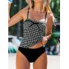 CUPSHE Women’s Tankini Sets Two Piece Swimsuit Sweetheart Neck Bathing Suit Cutout Back Adjustable Straps Mid Rise(Black/White Plaid)