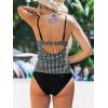 CUPSHE Women’s Tankini Sets Two Piece Swimsuit Sweetheart Neck Bathing Suit Cutout Back Adjustable Straps Mid Rise(Black/White Plaid)