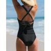 CUPSHE Women’s Tankini Sets Two Piece Swimsuit V Neck Bathing Suit Mesh Crisscross Back Strappy Adjustable Self Tie(Black)