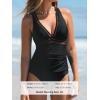 CUPSHE Women’s Tankini Sets Two Piece Swimsuit V Neck Bathing Suit Mesh Crisscross Back Strappy Adjustable Self Tie(Black)