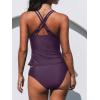 CUPSHE Women’s Tankini Sets Two Piece Swimsuit V Neck Crisscross Adjustable Double Straps Ruched Mid Rise(Deep Plum Purple)