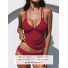 CUPSHE Women’s Tankini Sets Two Piece Swimsuit V Neck Crisscross Adjustable Double Straps Ruched Mid Rise(Red)