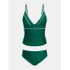 CUPSHE Women’s Tankini Sets Two Piece Swimsuit V Neck Ruched Shell Stitched Bathing Suit Spaghetti Adjustable Straps(Forest Green)