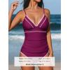 CUPSHE Women’s Tankini Sets Two Piece Swimsuit V Neck Ruched Shell Stitched Bathing Suit Spaghetti Adjustable Straps(Fuchsia)