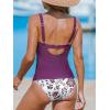 CUPSHE Women’s Tankini Sets Two Piece Swimsuits Mid Rise V Neck Adjustable Straps Back Hook Cutout Cheeky(Plum Purple/Floral)
