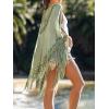 CUPSHE Women’s Tassel Long Kimono Cardigans Beach Swimsuit Bikini Cover Up(Green)
