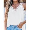 CUPSHE Womens Top Floral V Neck Sleeveless Lace Trim Blouse Casual Loose(White)