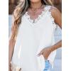 CUPSHE Womens Top Floral V Neck Sleeveless Lace Trim Blouse Casual Loose(White)