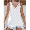 CUPSHE Womens Top Floral V Neck Sleeveless Lace Trim Blouse Casual Loose(White)
