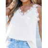 CUPSHE Womens Top Floral V Neck Sleeveless Lace Trim Blouse Casual Loose(White)