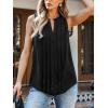 CUPSHE Womens Top Lace Split Neck Sleeveless Shirts Dressy Tank Coverup 2025 Fashion Blouse Summer Casual(Black)