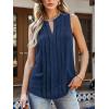 CUPSHE Womens Top Lace Split Neck Sleeveless Shirts Dressy Tank Coverup 2025 Fashion Blouse Summer Casual(Navy)