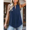 CUPSHE Womens Top Lace Split Neck Sleeveless Shirts Dressy Tank Coverup 2025 Fashion Blouse Summer Casual(Navy)