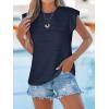 CUPSHE Womens Top Mock Neck Tee Flutter Sleeve Casual Summer Tops Loose Fit T Shirt Blouse Beach(Navy)