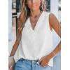 CUPSHE Womens Top Paneled V Neck Sleeveless Relaxed Blouse Casual Loose(White)