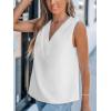 CUPSHE Womens Top Paneled V Neck Sleeveless Relaxed Blouse Casual Loose(White)
